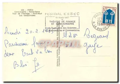 Paryż — panoramowy widok Seiny, Katedra Notre-Dame, mosty i sprzedawcy — Wydawnictwo Chantal — Rewers