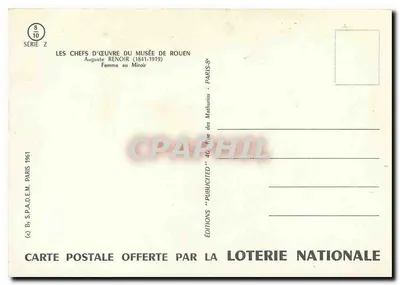 Kobieta przed lustrzem — Auguste Renoir (1841-1919) — Série Z, Éditions S.P.A.D.E.M. Paris 1961 — Rewers