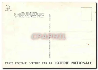 São Sebastião e São Antônio de Padova — P. Vannucci (Le Perugin) — Edições da Loteria Nacional — Verso