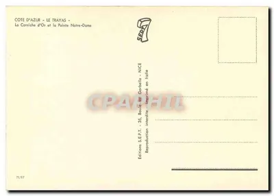 Costa Azul - Le Trayas — La Corniche d'Or y la Punta Notre-Dame — Ediciones S.E.P.T. - 71/17 — Reverso