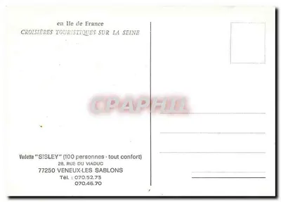 Bateau SISLEY — Croisières touristiques sur la Seine — Veneux-les-Sablons — Verso