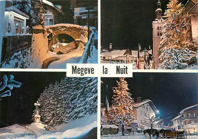 Mégeve à Noite — vista noturna nevada — Edições France Couleurs