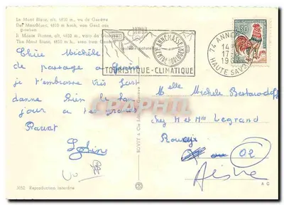 Monte Branco — vista desde Genebra — editor BOVEY & Cie, n° 3052 — Verso