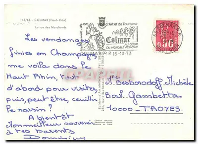 Colmar — A rua dos Mercadores — Éditions d'Art et de Tourisme — Verso