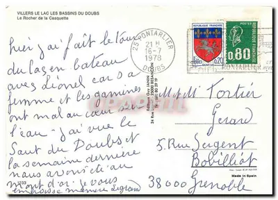 Lago dos Bassins do Doubs — Rocher da Casquette — Editores Guy Janin, Besançon — Verso