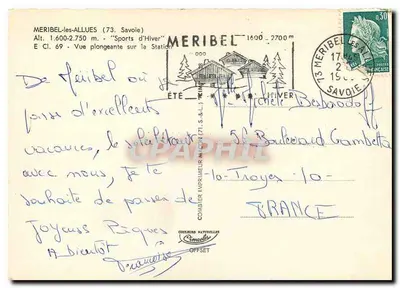 Meribel — Panoramic View of the Station — Combière Printer-Carpenter (71 S.A.L.) — Back