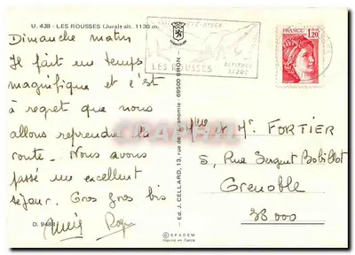 Les Rousses — vista panorâmica e flores — editor J. Cellard — Verso