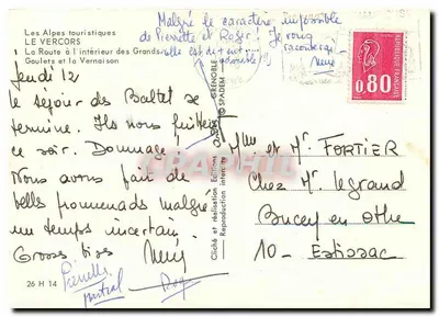 A Estrada dentro dos Grandes Goulets e a Vernaison — As Alpes Turísticas — Edições Intergraph — Verso