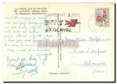 Ajaccio - Casa natal de Napoleão — Edições M.-C. Miramont, n° 808 — Verso
