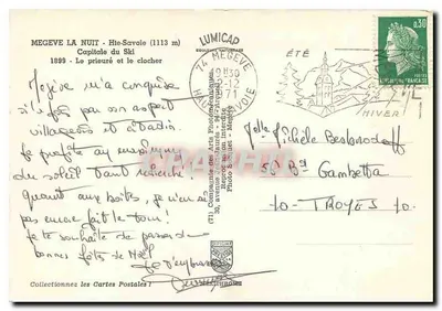 Mégeve à Noite — Hte-Savoie (1113 m) — Editora IRIS — Verso