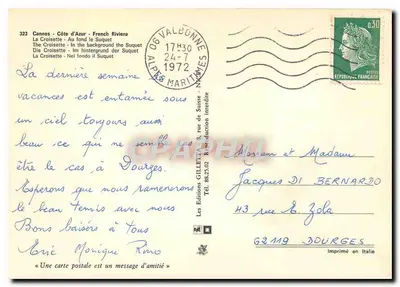 Cannes - La Croisette — In fondo il Suquet — Edizioni GILLET — Verso