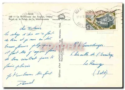 Promenada Anglika, Hotel Royal i Pałac Mediteranowy — Nice — Wydawnictwo Art Montluet — Rewers