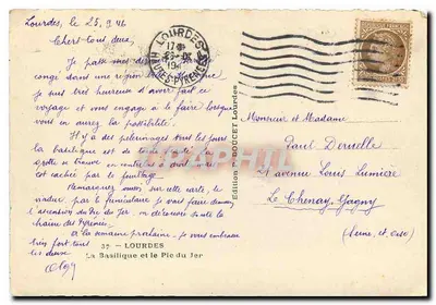 Lourdes — Bazylika i Pic du Jer — Wydawnictwo P. Doucet Lourdes — Rewers