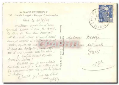 Jezioro Bourget — Abpia Hautecombe — wydawnictwo Simy, nr 258 — Rewers