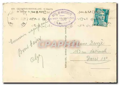 Aiguille do Dru e a Mer de Glace — Chamonix-Mont-Blanc — Edição Gil, n°2331 — Verso