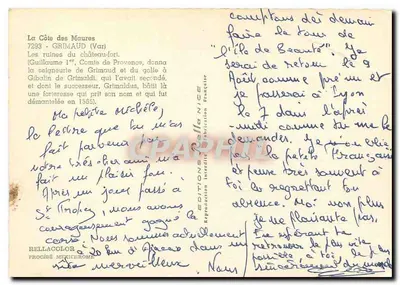 La Côte des Maures — Ruiny zamku Grimaud — Wydawnictwo Rella — Rewers