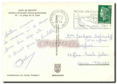 Praia da Côte de Beauté — Ronce-les-Bains — Edições Iris — Verso