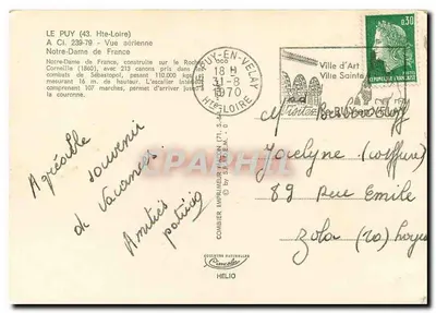 Nossa Senhora da França — estátua no Rocher Cornille — editor Cang — Verso