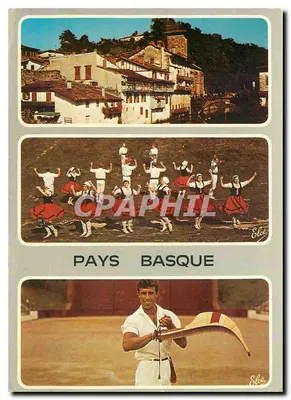 Pays Basque — Taniec baszkirski i gracz w crosse — wydawca Elcé, nr 7755