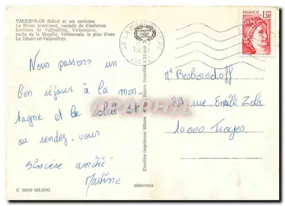 Valbonnais e seus arredores — Comblain Impressor Mâcon — n° C 38999 003.3342 — Verso