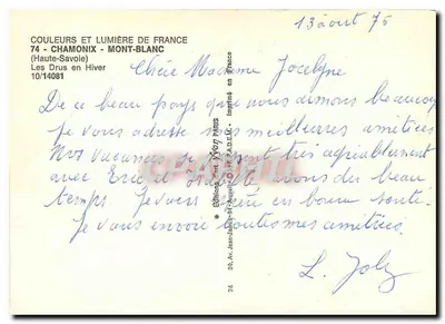 Os Drus no Inverno — Chamonix - Haute-Savoie — Éditions Art Xyvor Paris — Verso