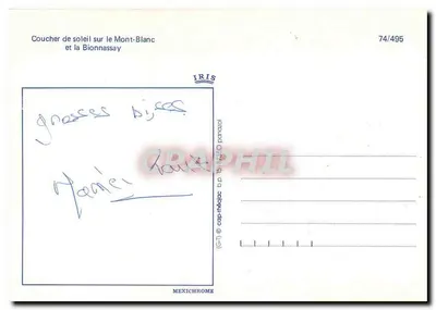 Zachód słońca nad Mont-Blanc i Bionnassay — IRIS — n° 74/495 — Rewers