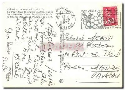 La Rochelle — Port na bruma matinal com as famosas Torres de São Nicolau — Elcée — Verso