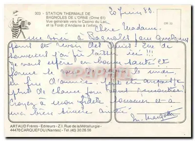 Bagnolles-de-l'Orne — Vista geral em direção ao Casino do Lago e à Floresta de Andaine — ARTAUD Frères — Verso