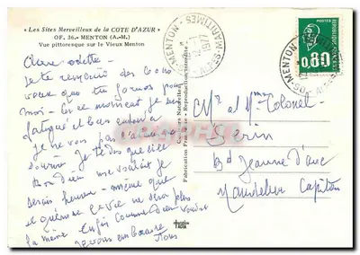 Stary Menton — Widok malowniczy na Stary Menton — Wydawca: Editions Françaises — Rewers