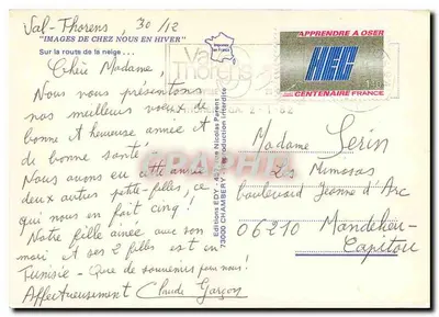 Val-Thorens — Estrada nevada com charrete de boi — Editor Edy — Verso