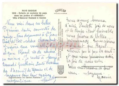 País Basco — Crianças vestidas com trajes típicos no jardim de «Arnaga» — Villa de Edmond Rostand em Cambo — Editor IRIS — Verso