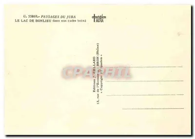 Jezioro Bonlieu — w swoim drewnianym otoczeniu — Wydawnictwo J. Cellard, Bron (Rhône) — Rewers