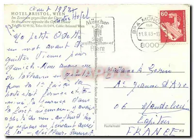 Vienna — Square of the Imperial Theatre and Bristol Hotel — publisher F. Schohar, no. 2 — Back