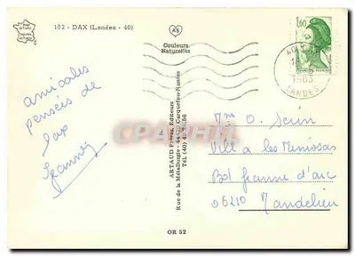 Dax — Vista geral, catedral, fonte de água quente, banho de lama — ACQs — Verso