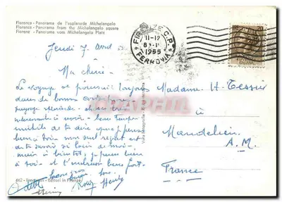 Florenca z placu Michel-Ange — widok panoramiczny — wydano przez Indamanti, nr 662 — Rewers
