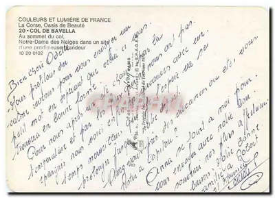 Nossa Senhora das Neves — Col de Bavella — Edições Couleurs et Lumière de France — Verso