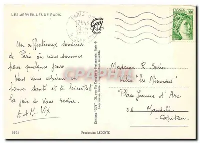 As Maravilhas de Paris — Edições 'GUY' n°5534 — Verso