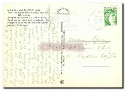 PASTOR LANDAIS TRICOTANDO NO SÉCULO 18 — Editor: L. Chatagneau, N° 6436 — Verso