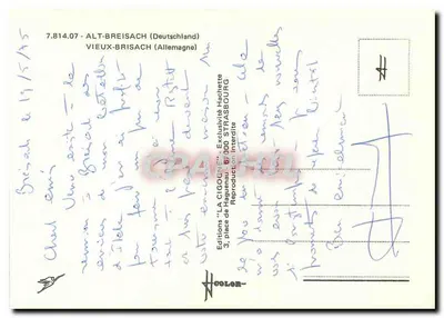 Alt-Brisach — vista da praça — Éditions LA CIGOGNE — Verso
