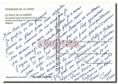 Panorama da Corse — O Véu da Noiva — Sagaïe Édition, n°43 — Verso