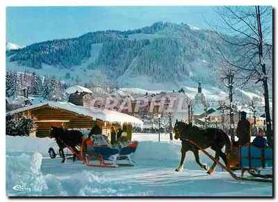 Mégeve (Haute-Savoie) — Passeio em trenós — editor Combier Imprimeur, n° 74.173
