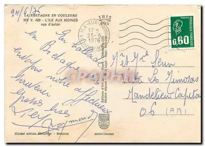 L'Île aux Moines — vue d'aviion — Éditions d'Art N.C. de Dord — MX V. 429 — Verso