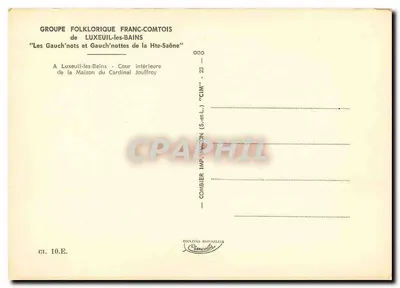 Grupo folclórico franc-comtês — 'Les Gauch'nots et Gauch'nottes de la Haute-Saône' — Combière, impressor — Verso