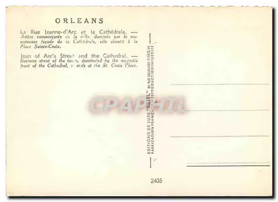 Orléans — Rue Jeanne-d'Arc e a Catedral — Editor Estel, n° 2405 — Verso