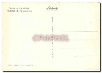 Zurich - A Catedral — Lihdacolor, n° 3651 — Verso