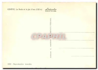 Genebra — A Baía e o Jato d'Água (120 m) — Éditions Lindacolor — Verso