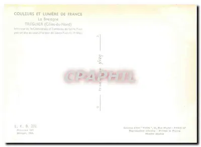 Interior da Catedral e Túmulo de São Yves — Tréguier (Côtes-du-Nord) — Éditions d'Art YVON — Verso