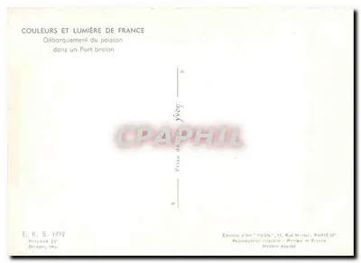Desembarque do peixe — em um porto da Bretanha — Editor Art VVON, n° 301 — Verso