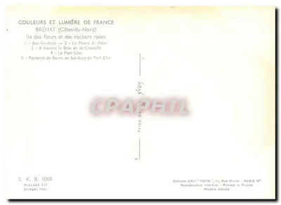 Ilha de Bréhat — Lembrete — Edições de Arte 'YVON', Paris — Verso