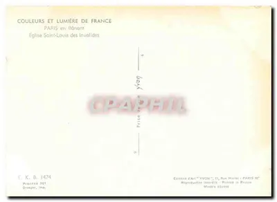 Église Saint-Louis des Invalides — Paris — Éditions d'Art YVON — Verso